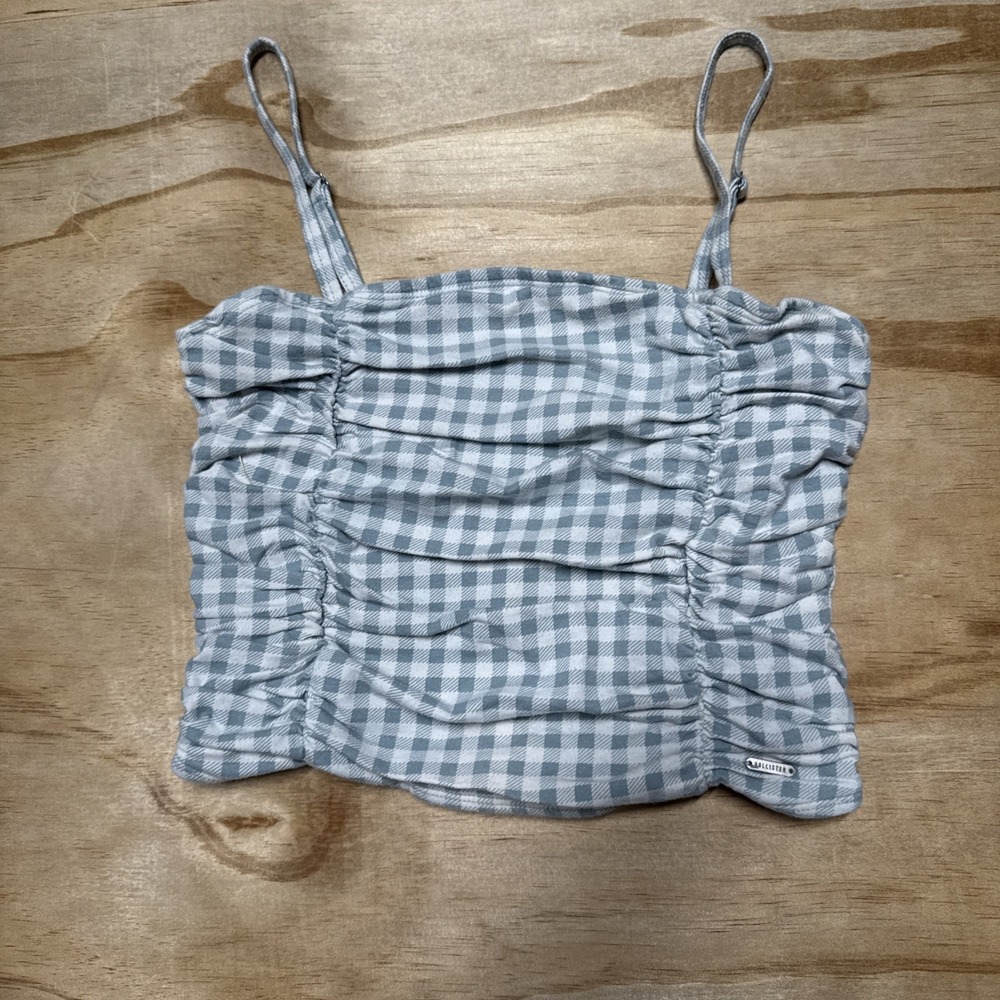 Hollister Gingham Rouge Tube Top Sage Green Size Small With Adjustable Strap